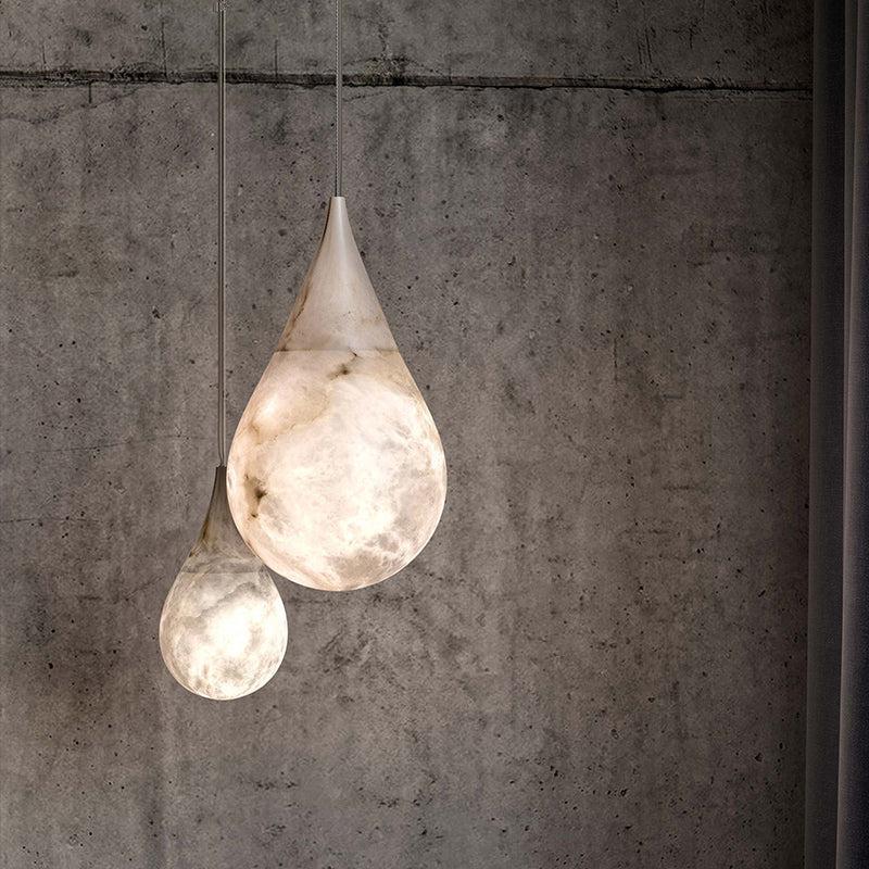 Alabaster Rain Pendant Lighting, Dining Table Pendant - 7" D x 13.4" HTrivellolab