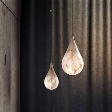 Alabaster Rain Pendant Lighting, Dining Table Pendant - 7" D x 13.4" HTrivellolab