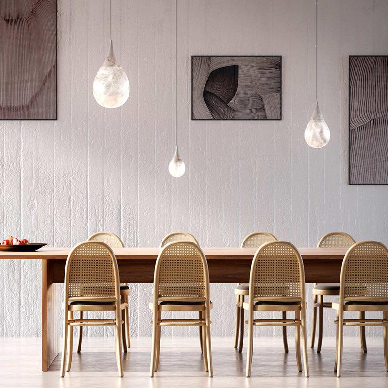 Alabaster Rain Pendant Lighting, Dining Table Pendant - 7" D x 13.4" HTrivellolab