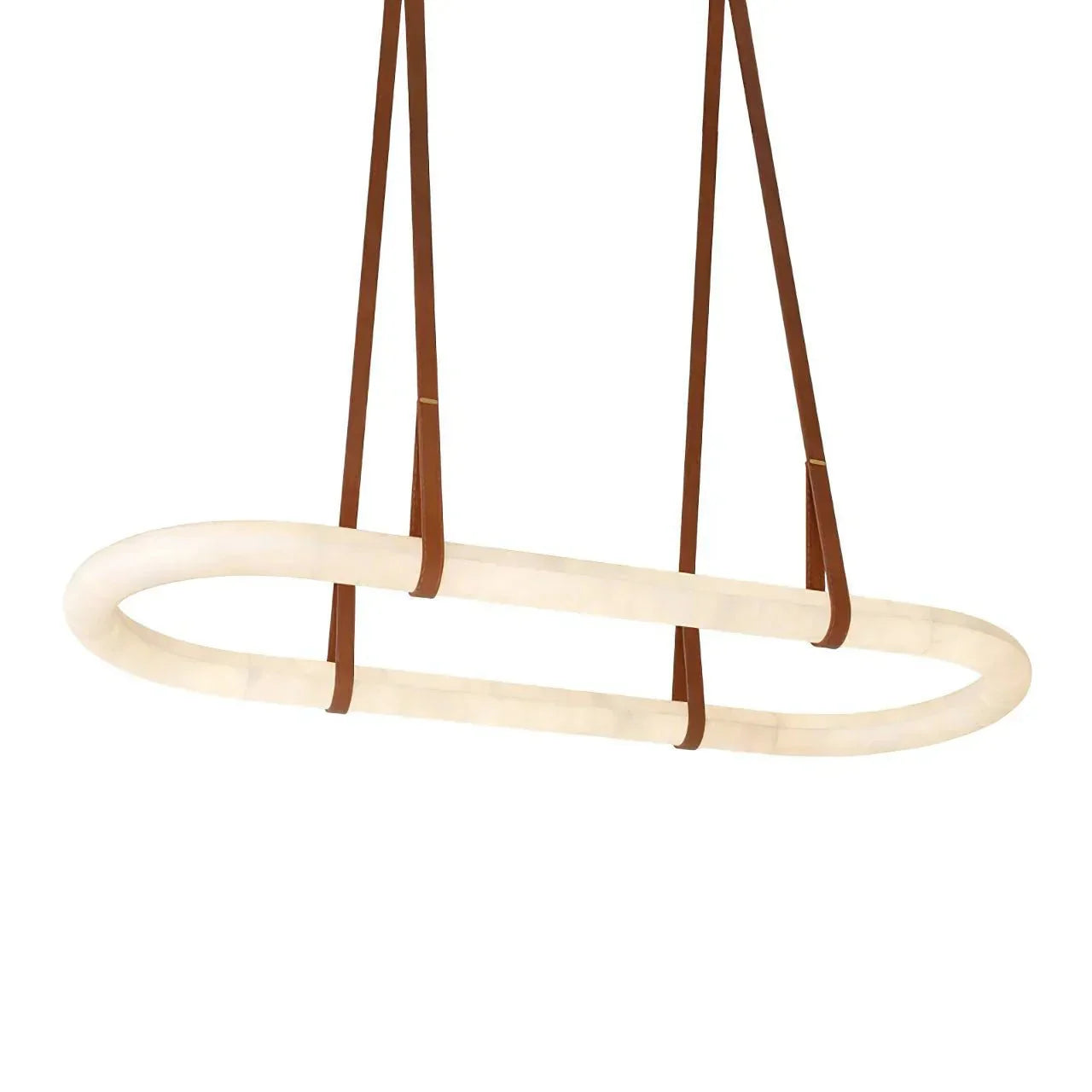 Alabaster Round Leather Chandelier-Chandelier-Trivellolab-Trivellolab