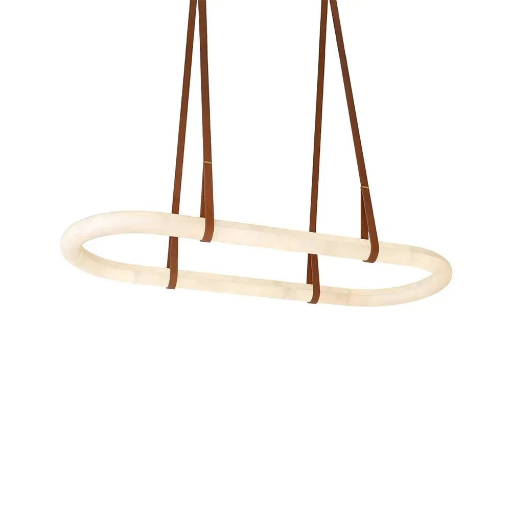 Alabaster Round Leather Chandelier-Chandelier-Trivellolab-Trivellolab