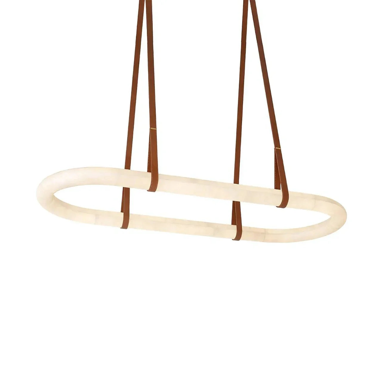 Alabaster Round Leather Chandelier-Chandelier-Trivellolab-Trivellolab