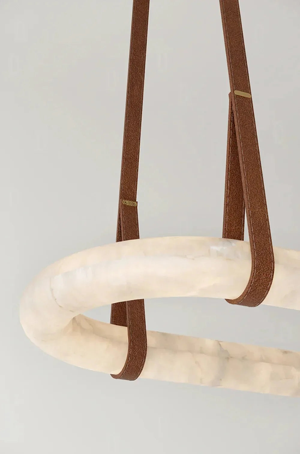 Alabaster Round Leather Chandelier-Chandelier-Trivellolab-Trivellolab