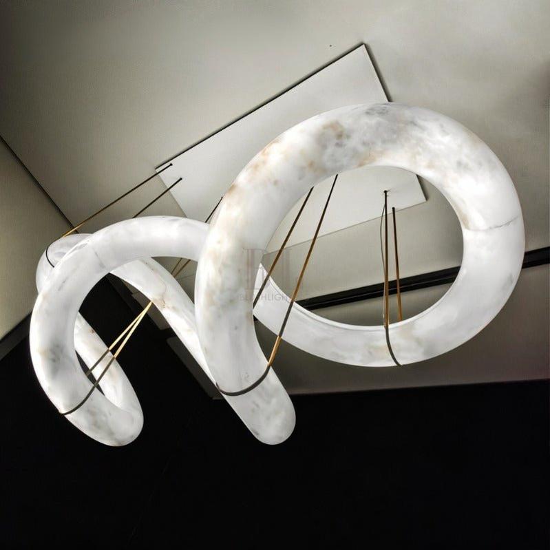 Ametris Alabaster Chandelier Light - L30.7"(79cm) x W21.6"(55cm) x H70.5"(178cm)Warm White (3000K)Trivellolab