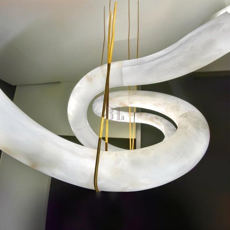 Ametris Alabaster Chandelier Light - L30.7"(79cm) x W21.6"(55cm) x H70.5"(178cm)Warm White (3000K)Trivellolab