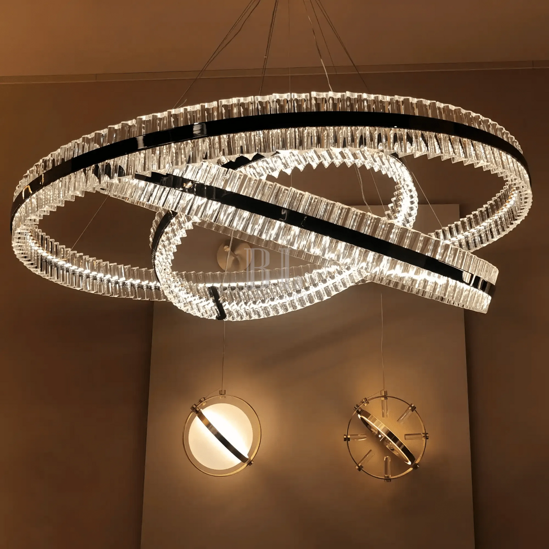 Aquinox 3 - Tier Round Crystal Ring LED Chandelier - 28" DiameterLacquered BrassTrivellolab