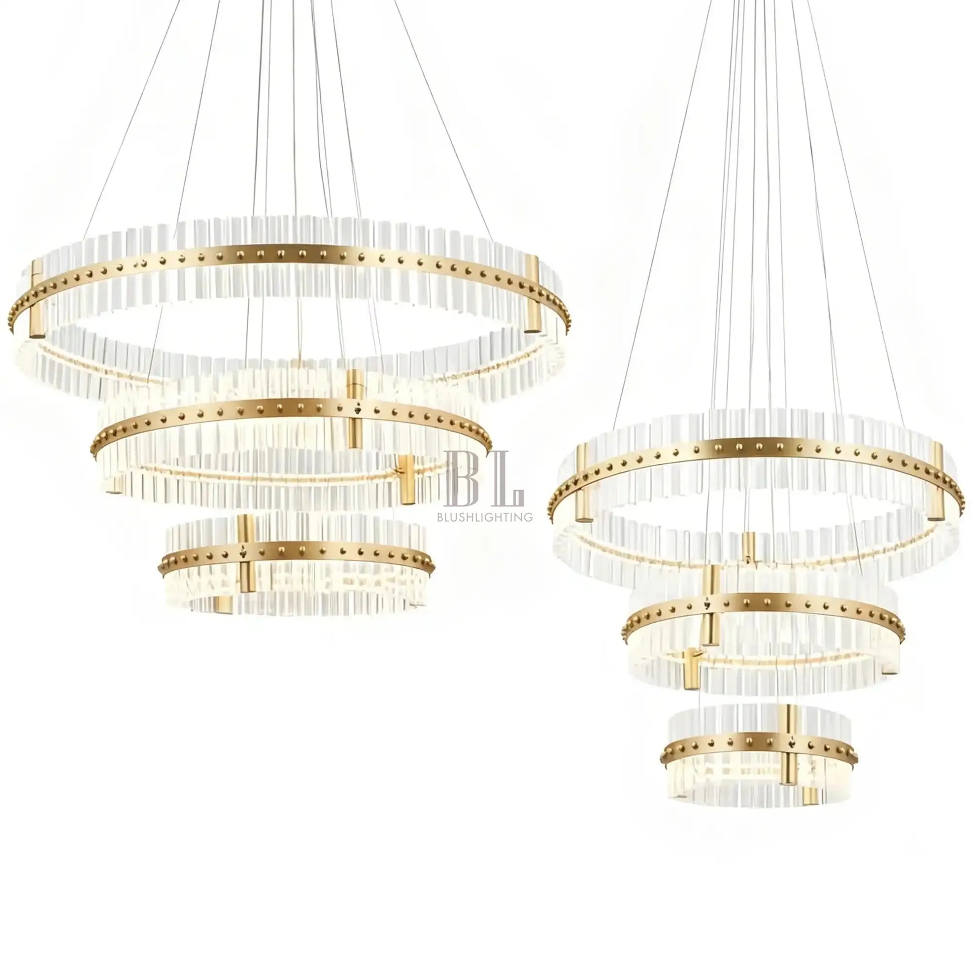 Aquinox 3 - Tier Round Crystal Ring LED Chandelier - 28" DiameterPolished NickelTrivellolab