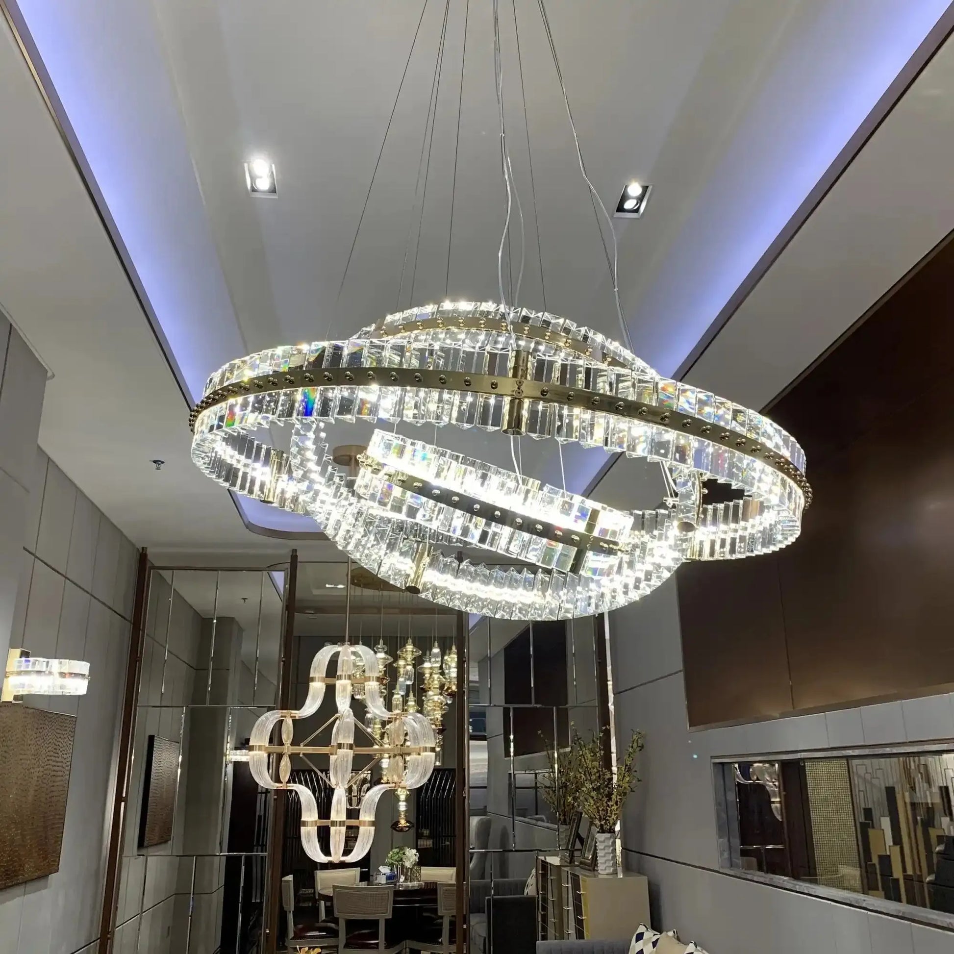 Aquinox 3 - Tier Round Crystal Ring LED Chandelier - 28" DiameterPolished NickelTrivellolab