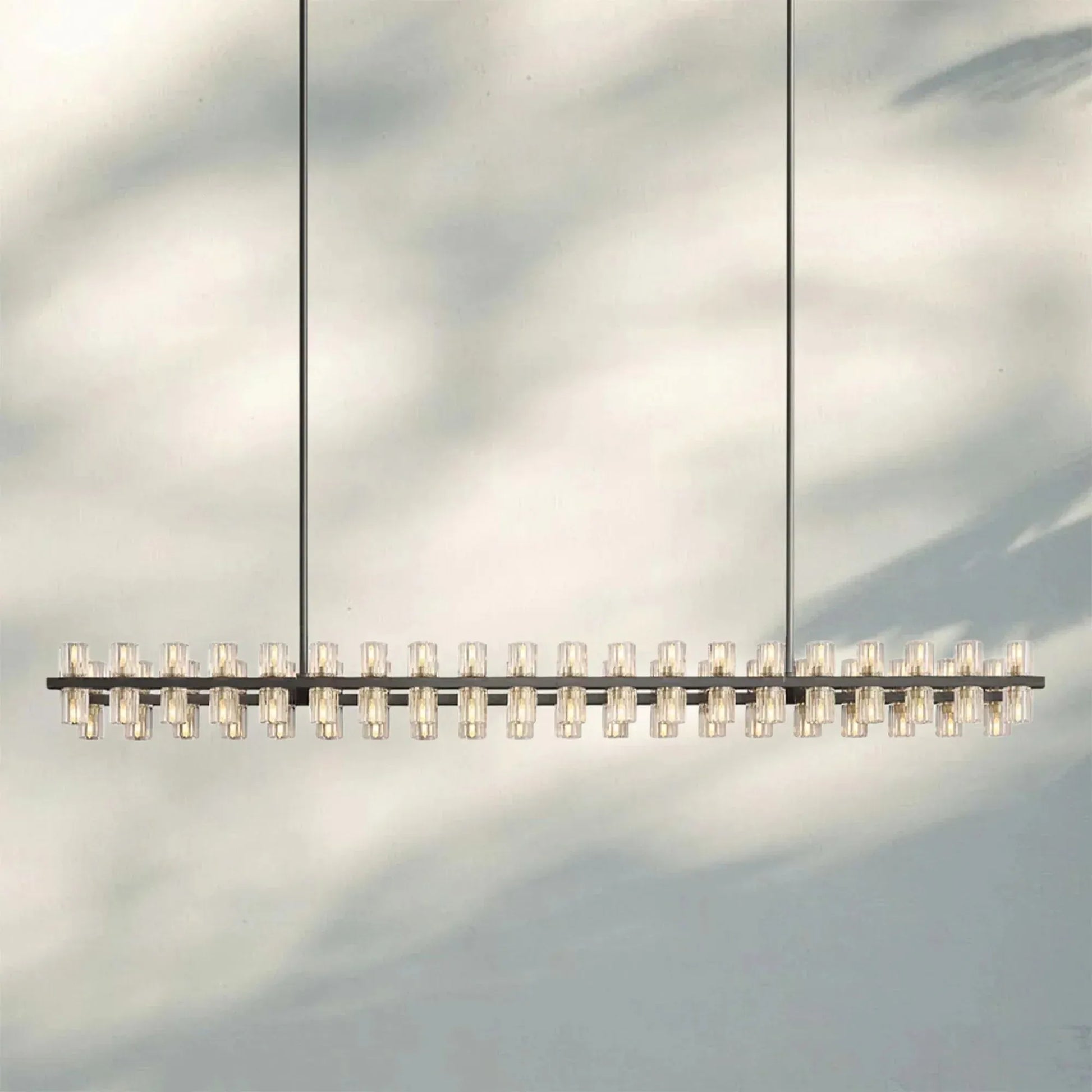 Arcachan Crystal Rectangular Chandelier 54'' 72"-72''-Matte Black-