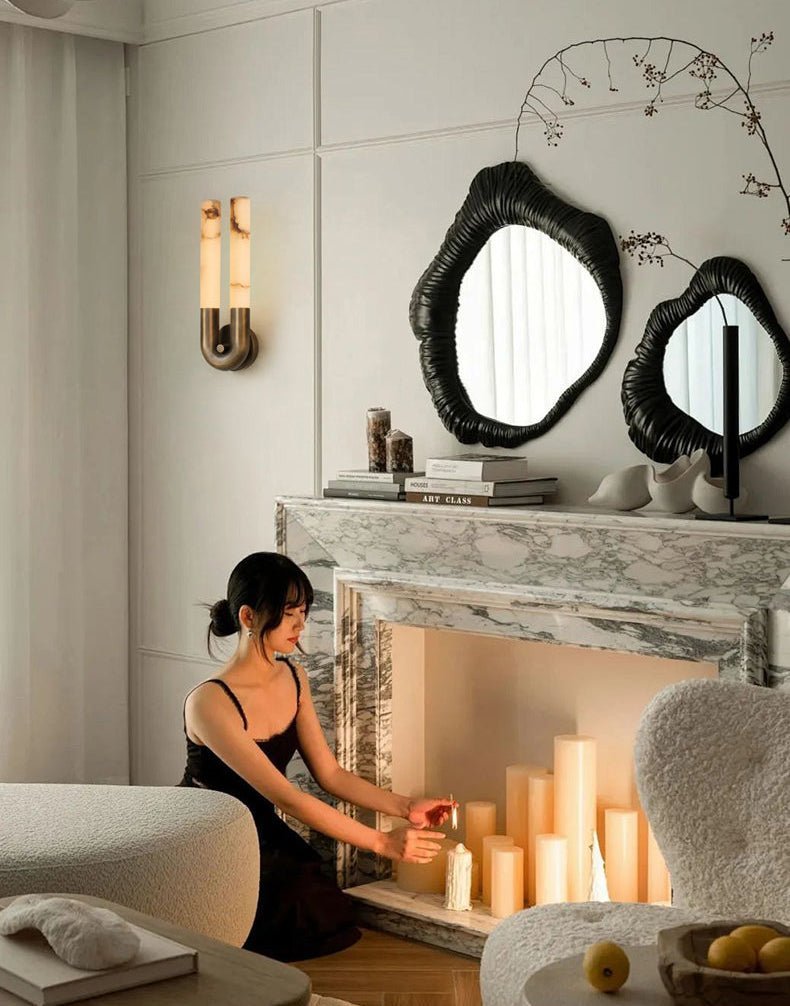 Arch Alabaster Sconce - ∅ 5.5″ x H 17.7″Nickel & WhiteTrivellolab