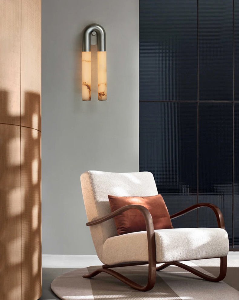 Arch Alabaster Sconce - ∅ 5.5″ x H 17.7″Nickel & WhiteTrivellolab