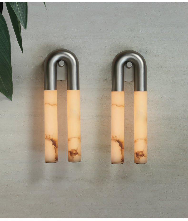 Arch Alabaster Sconce - ∅ 5.5″ x H 17.7″Bronze & WhiteTrivellolab
