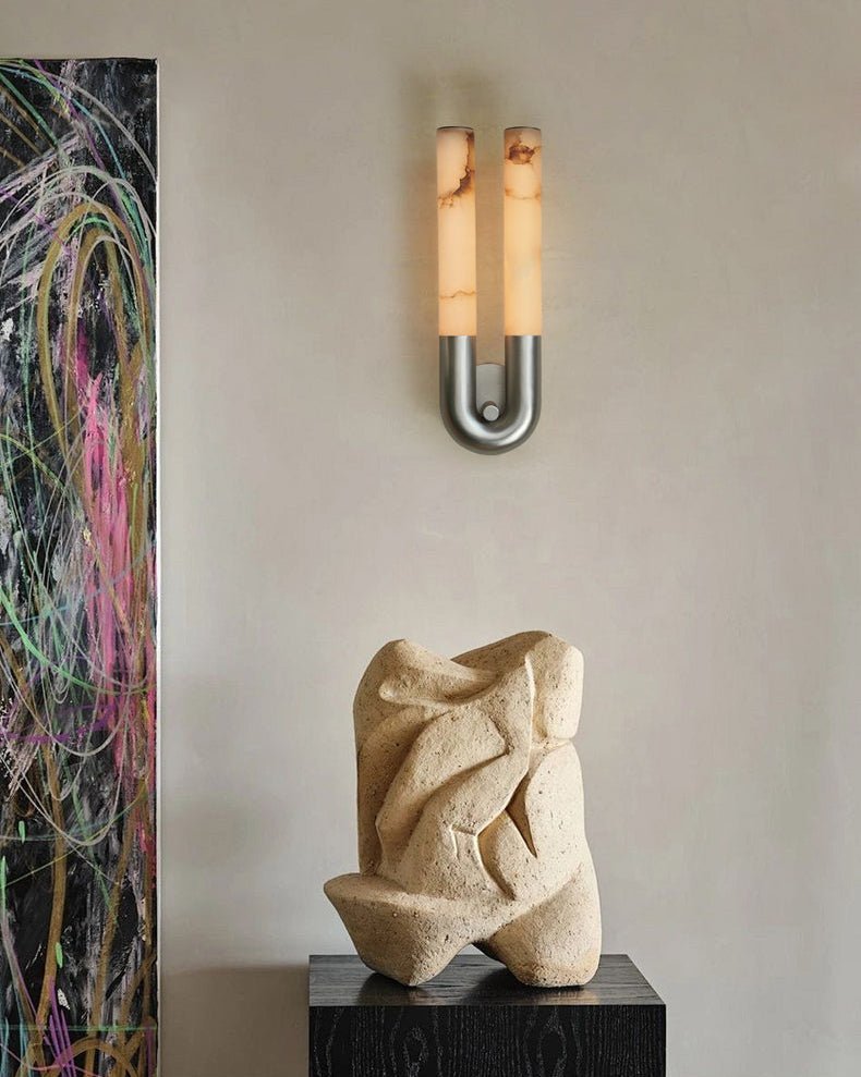 Arch Alabaster Sconce - ∅ 5.5″ x H 17.7″Nickel & WhiteTrivellolab
