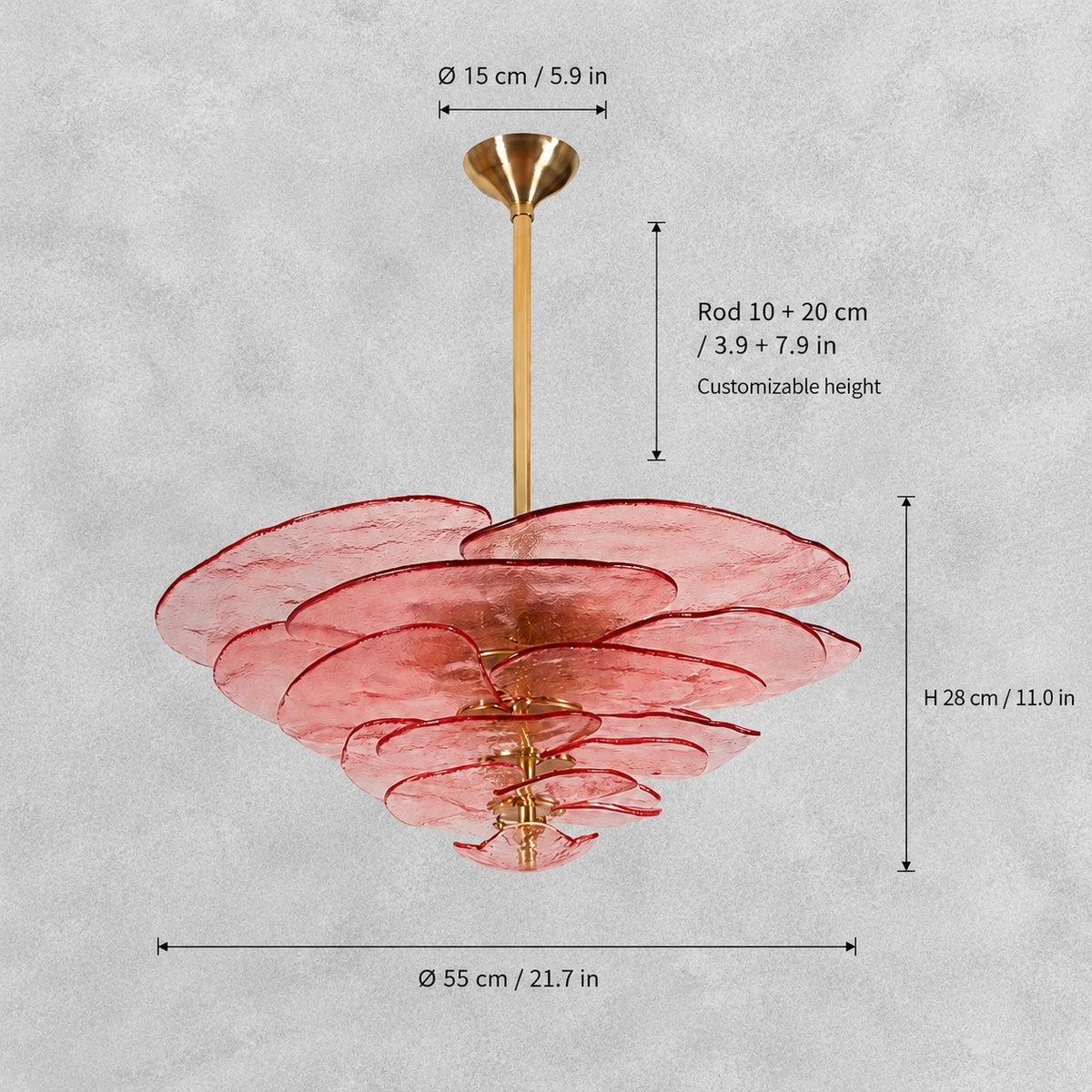 Petal Cascade Murano Style Glass Chandelier