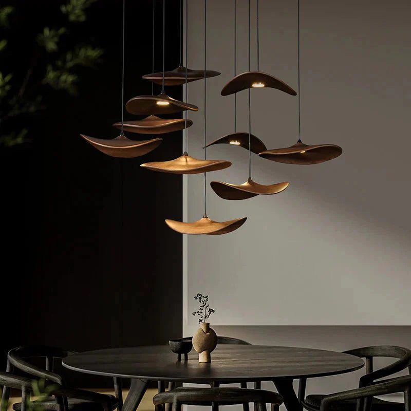 Bidi Multi Light Pendant Chandelier - Light WoodRound 10 LightTrivellolab