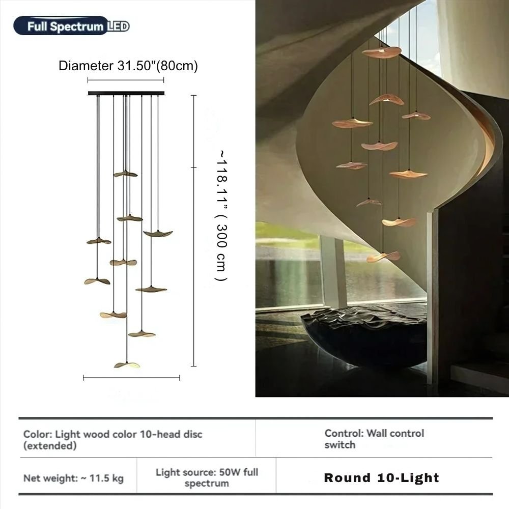Bidi Multi Light Pendant Chandelier - Light WoodLong 7 LightTrivellolab