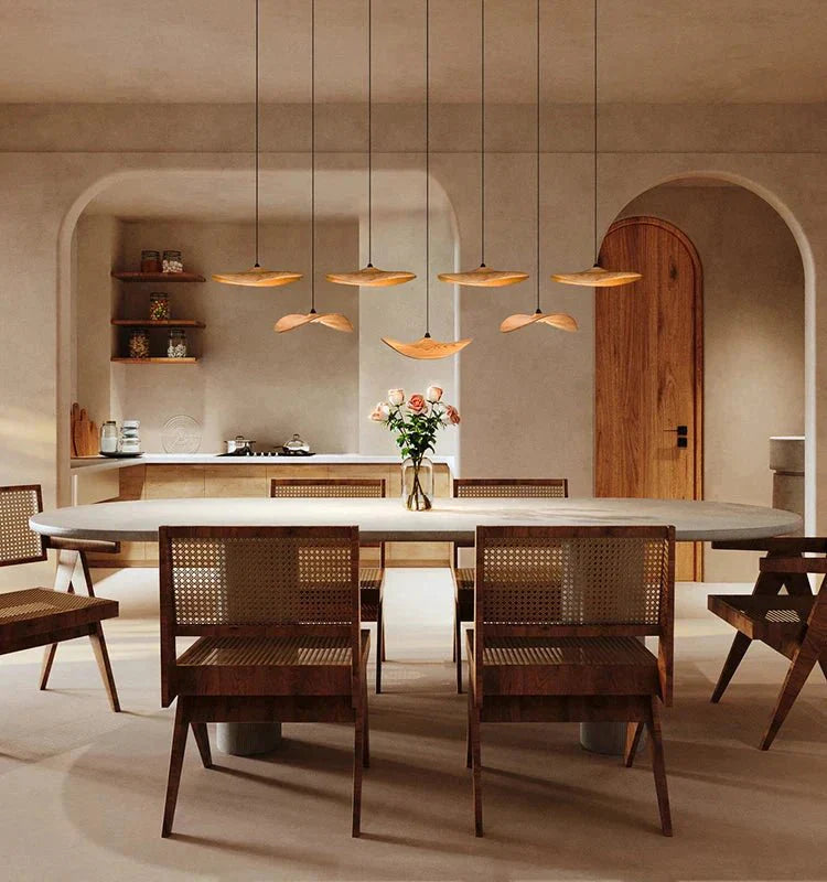 Bidi Multi Light Pendant Chandelier - Dark WoodLong 7 LightTrivellolab