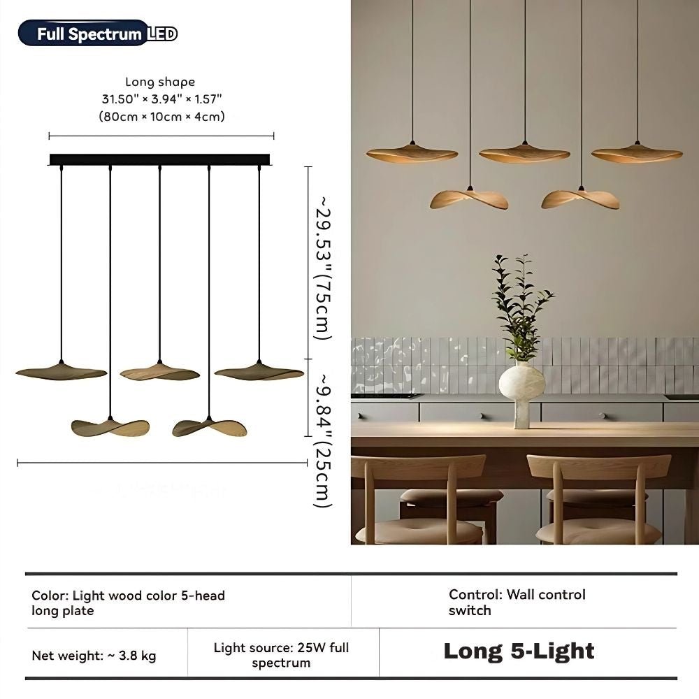 Bidi Multi Light Pendant Chandelier - Light WoodLong 3 LightTrivellolab