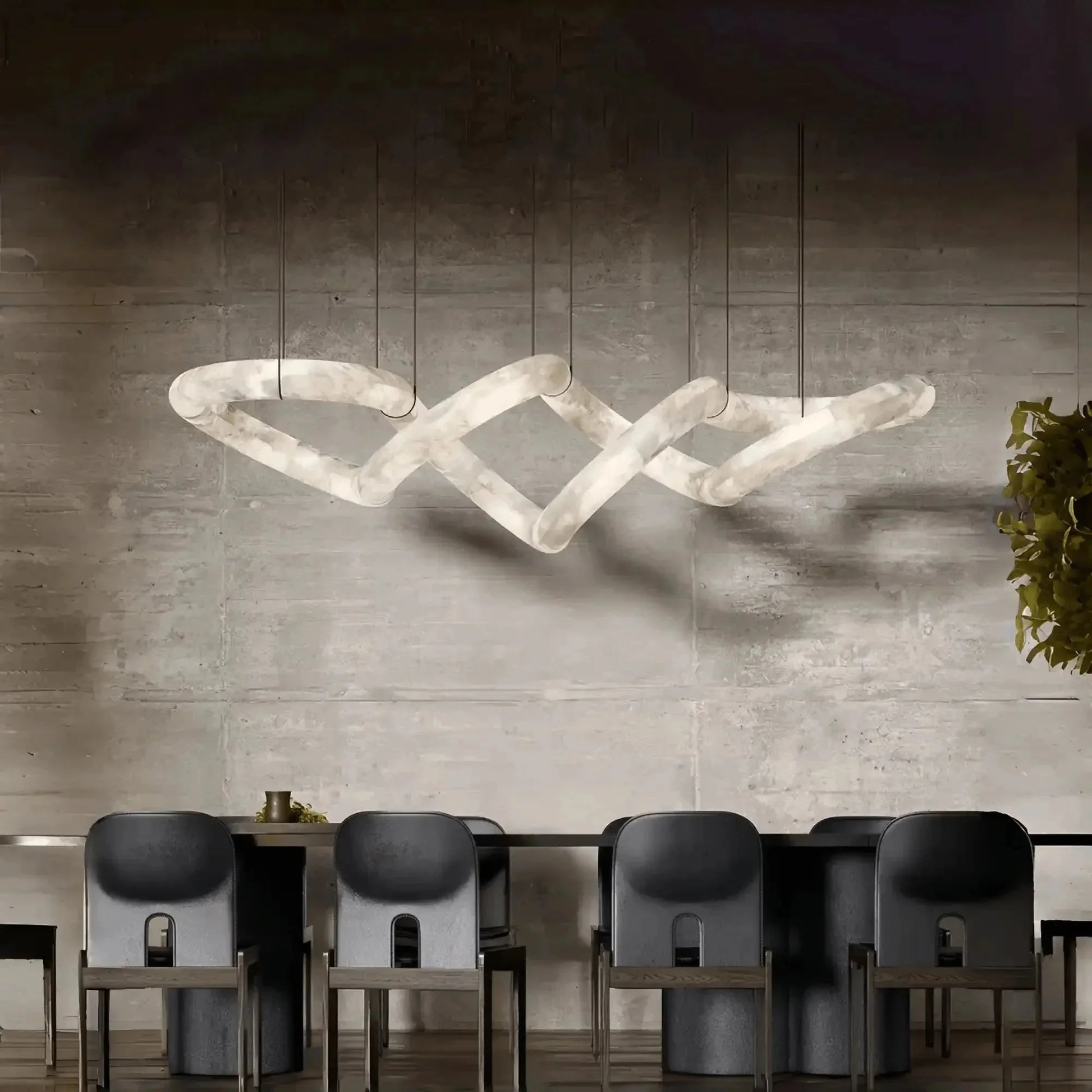 Trivellolab Infinity Massive Alabaster Chandelier - L96"xW31"xH24"Warm WhiteBlackTrivellolab
