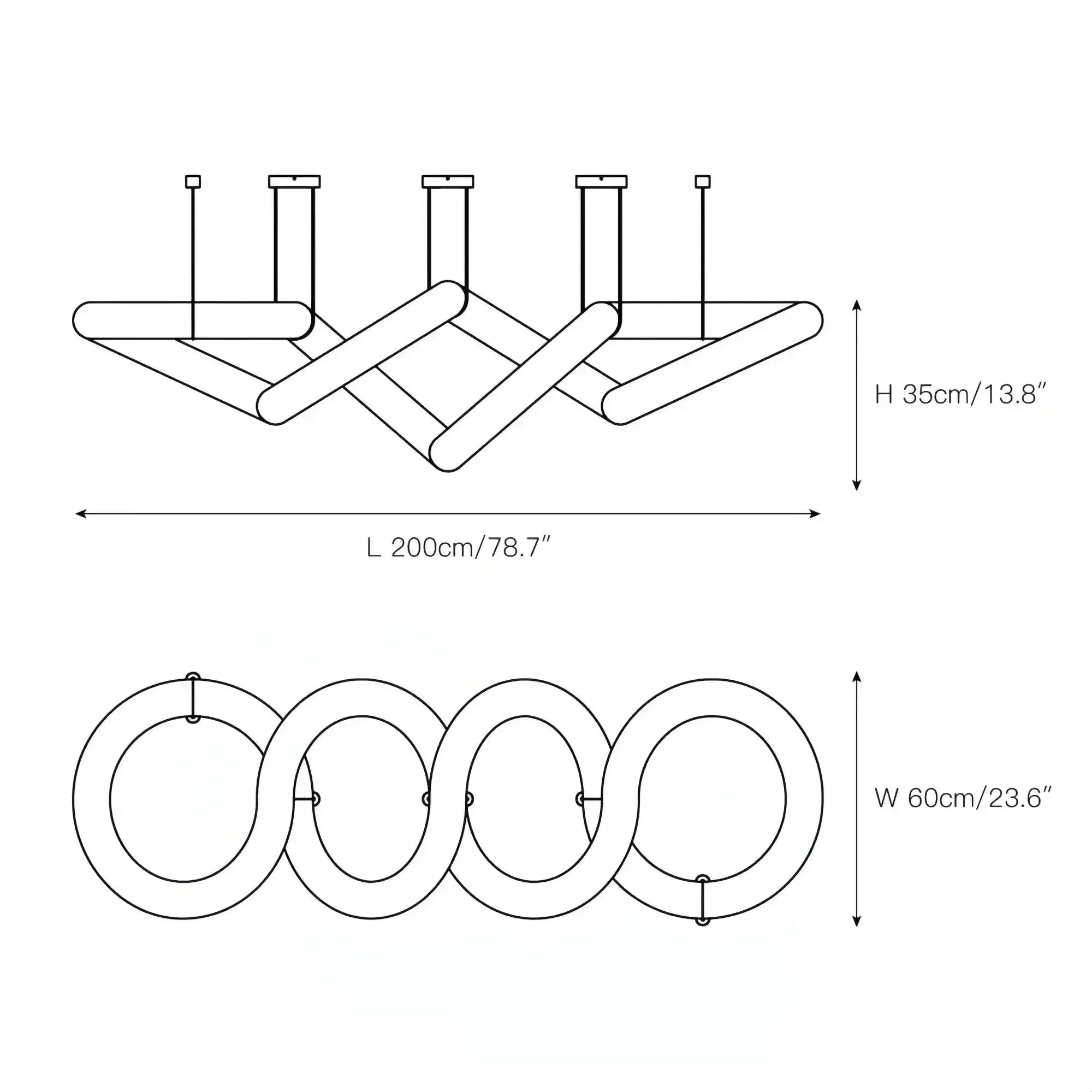 Trivellolab Infinity Massive Alabaster Chandelier - L96"xW31"xH24"Warm WhiteBlackTrivellolab