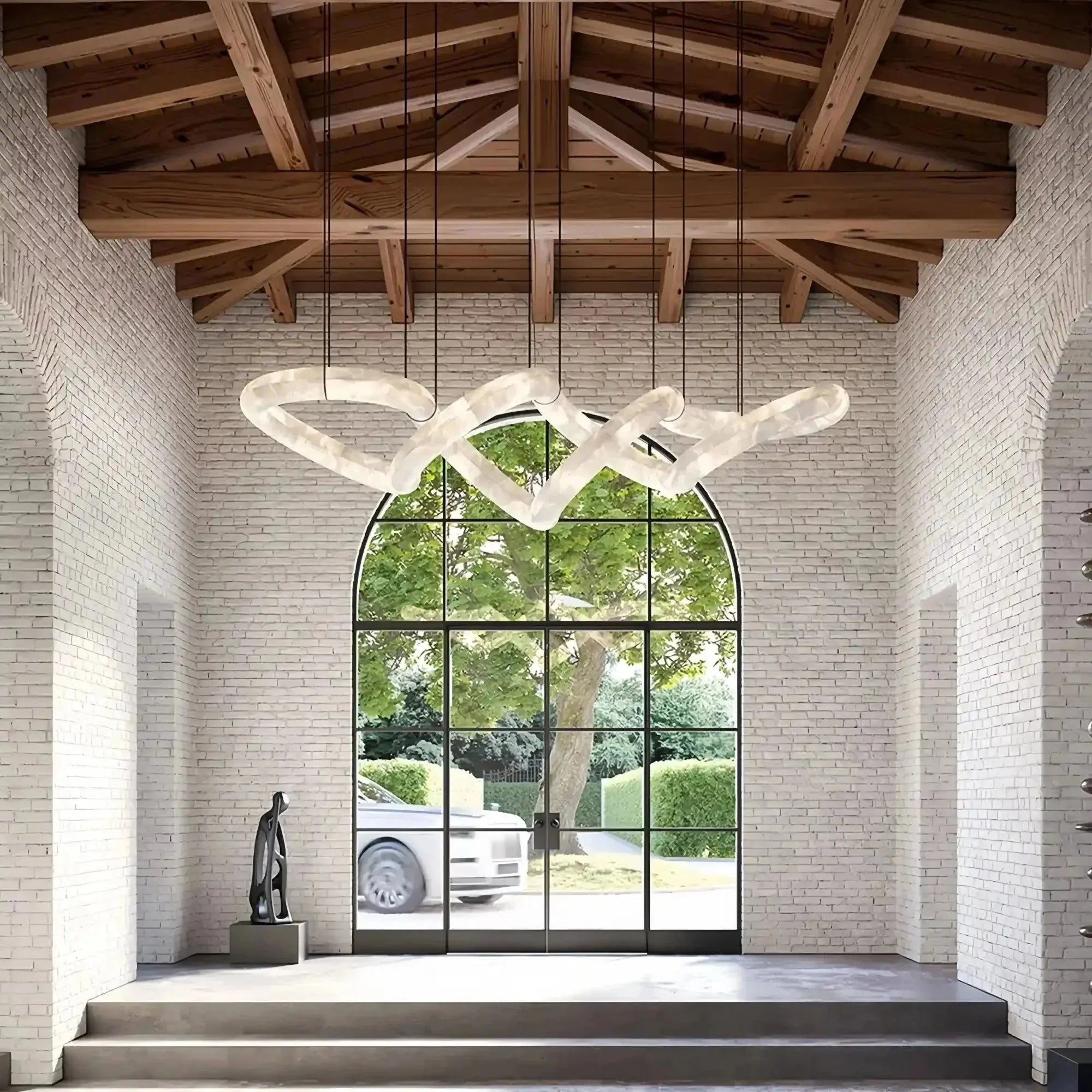 Trivellolab Infinity Massive Alabaster Chandelier - L96"xW31"xH24"Warm WhiteBlackTrivellolab