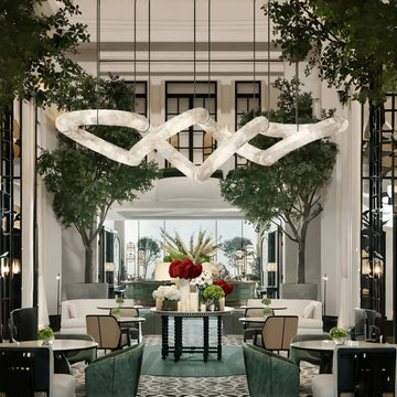 Trivellolab Infinity Massive Alabaster Chandelier - L96"xW31"xH24"Warm WhiteBlackTrivellolab