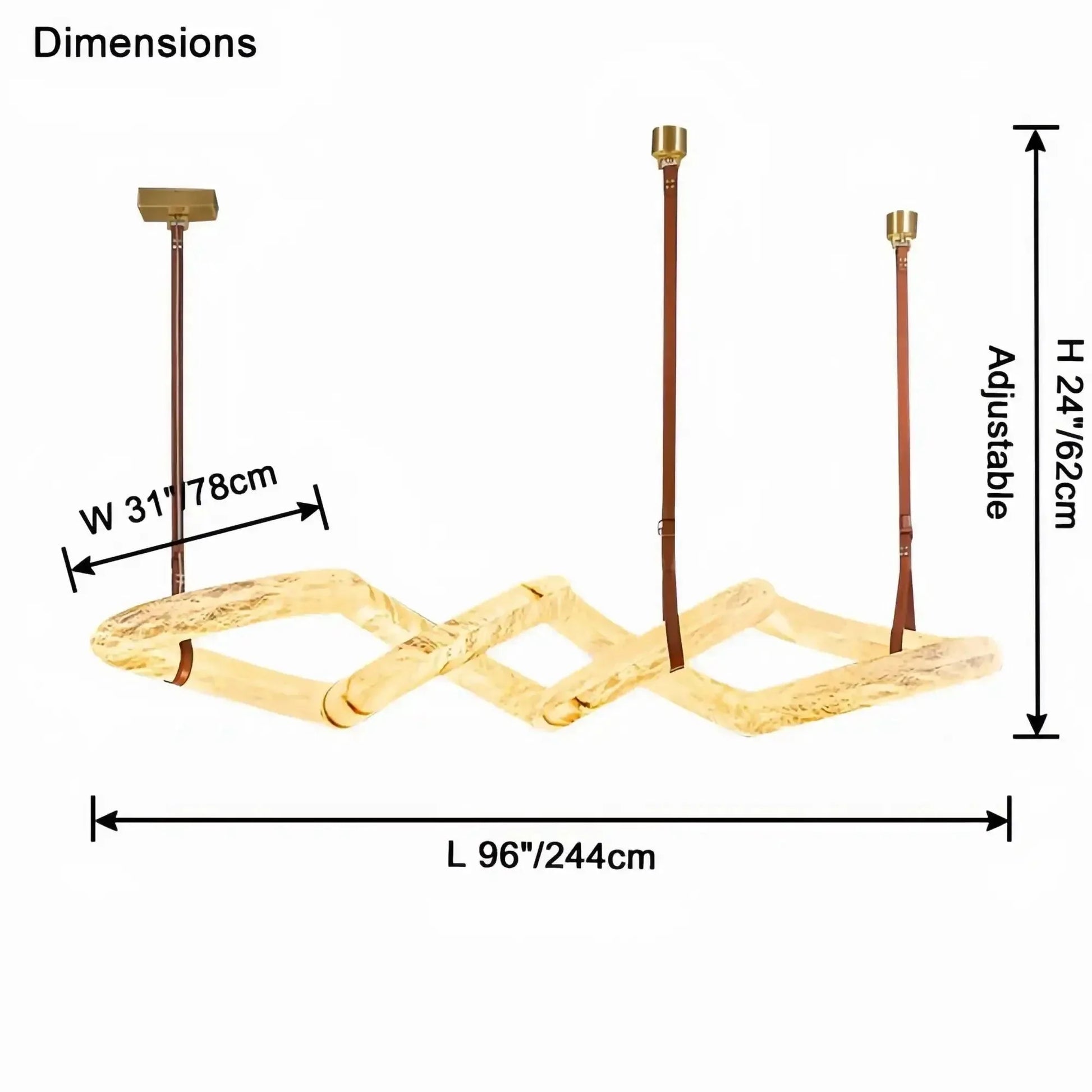 Trivellolab Infinity Massive Alabaster Chandelier - L96"xW31"xH24"Warm WhiteBlackTrivellolab