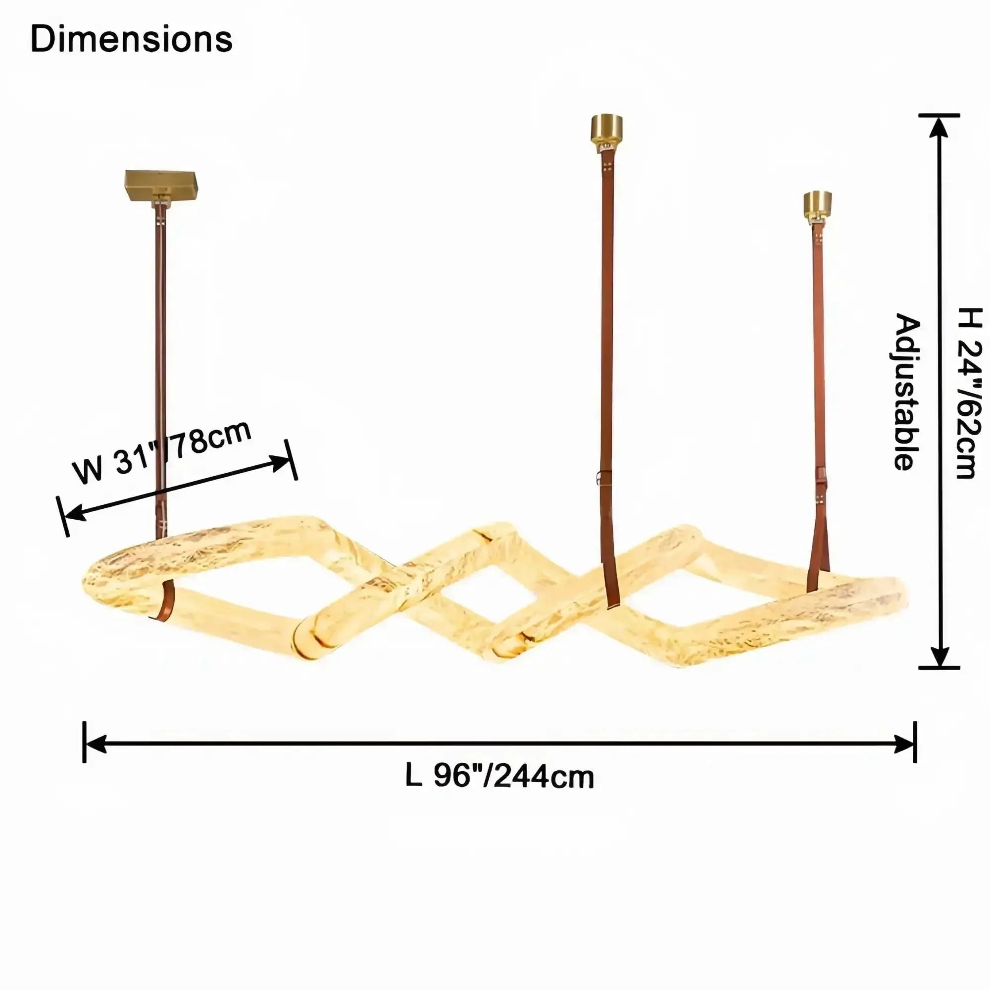 Trivellolab Infinity Massive Alabaster Chandelier - L96"xW31"xH24"Warm WhiteBlackTrivellolab