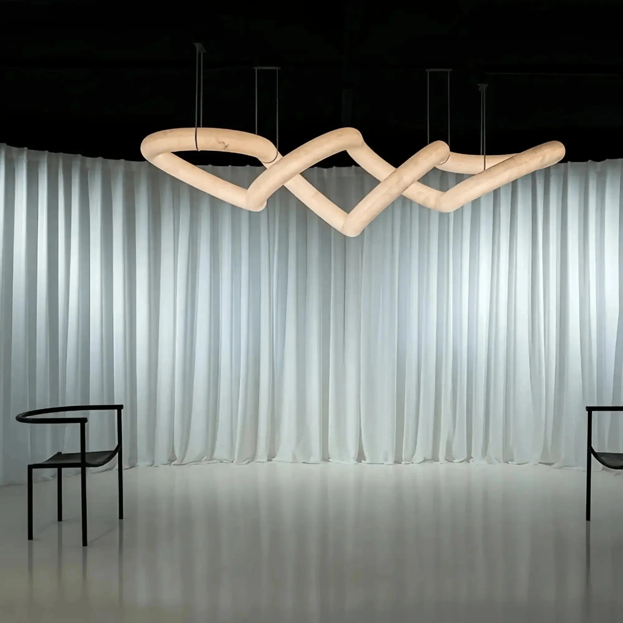 Trivellolab Infinity Massive Alabaster Chandelier - L96"xW31"xH24"Warm WhiteBlackTrivellolab
