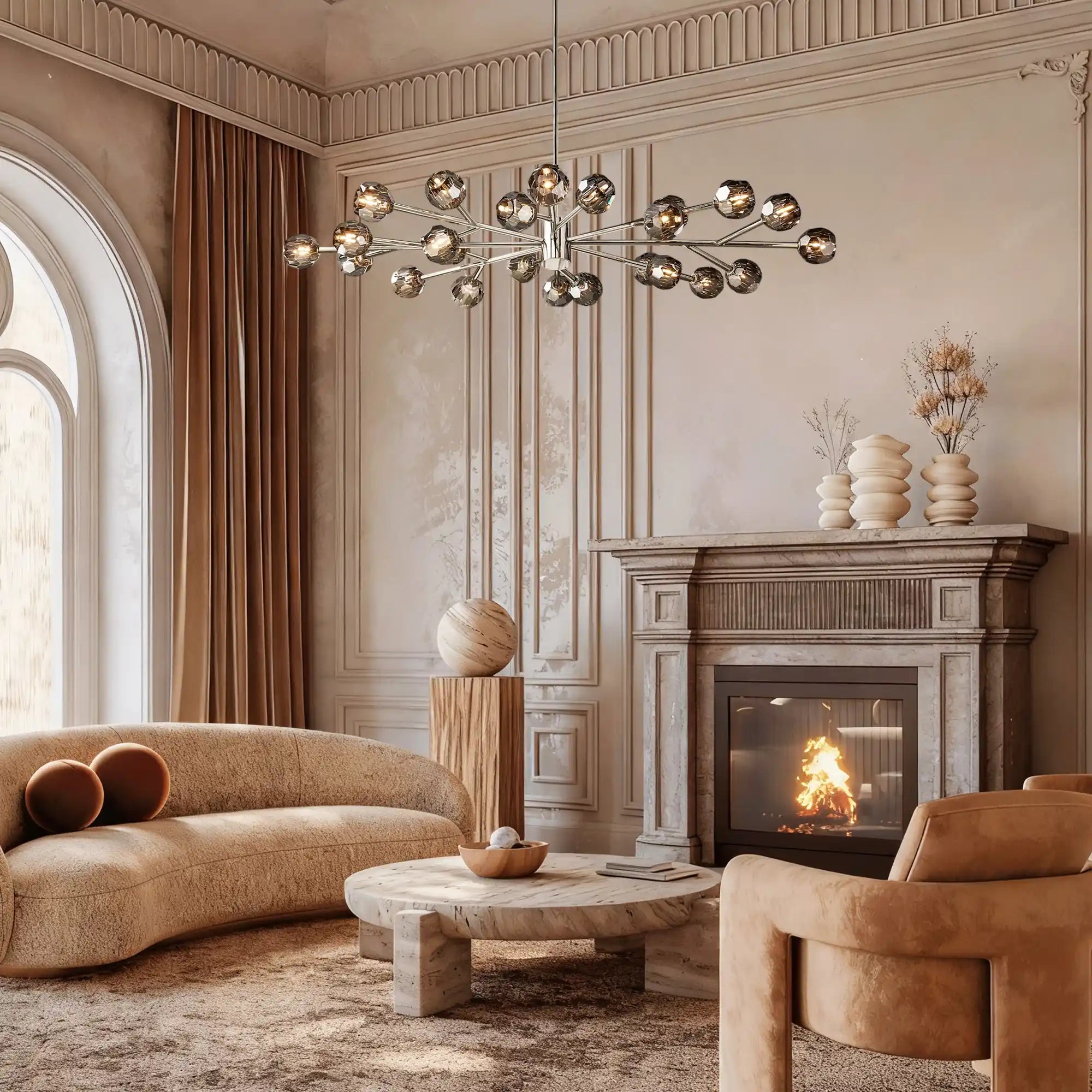 Bouble De Crystal Modern Round Chandelier for Living Room