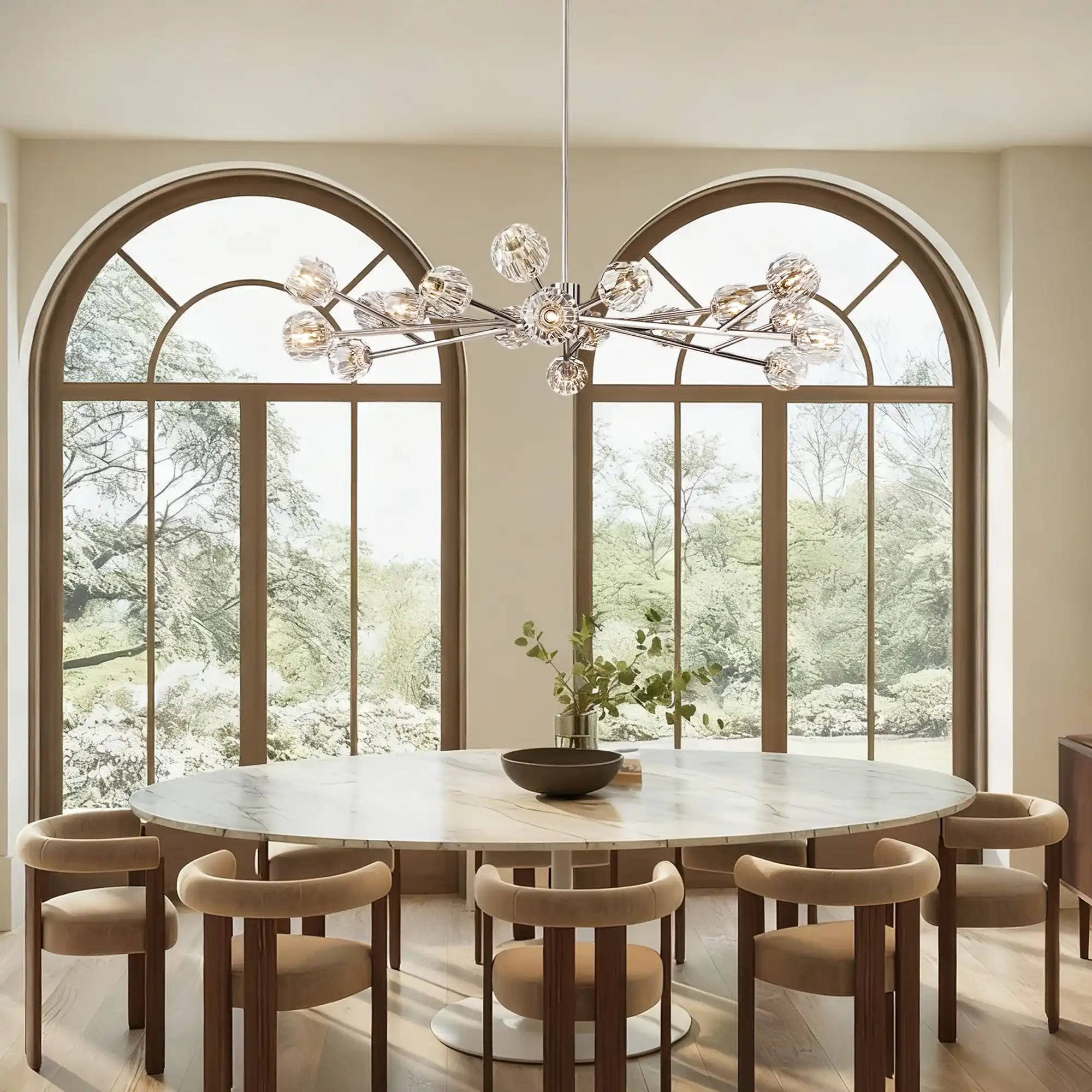 Bouble De Crystal Modern Round Chandelier for Living Room