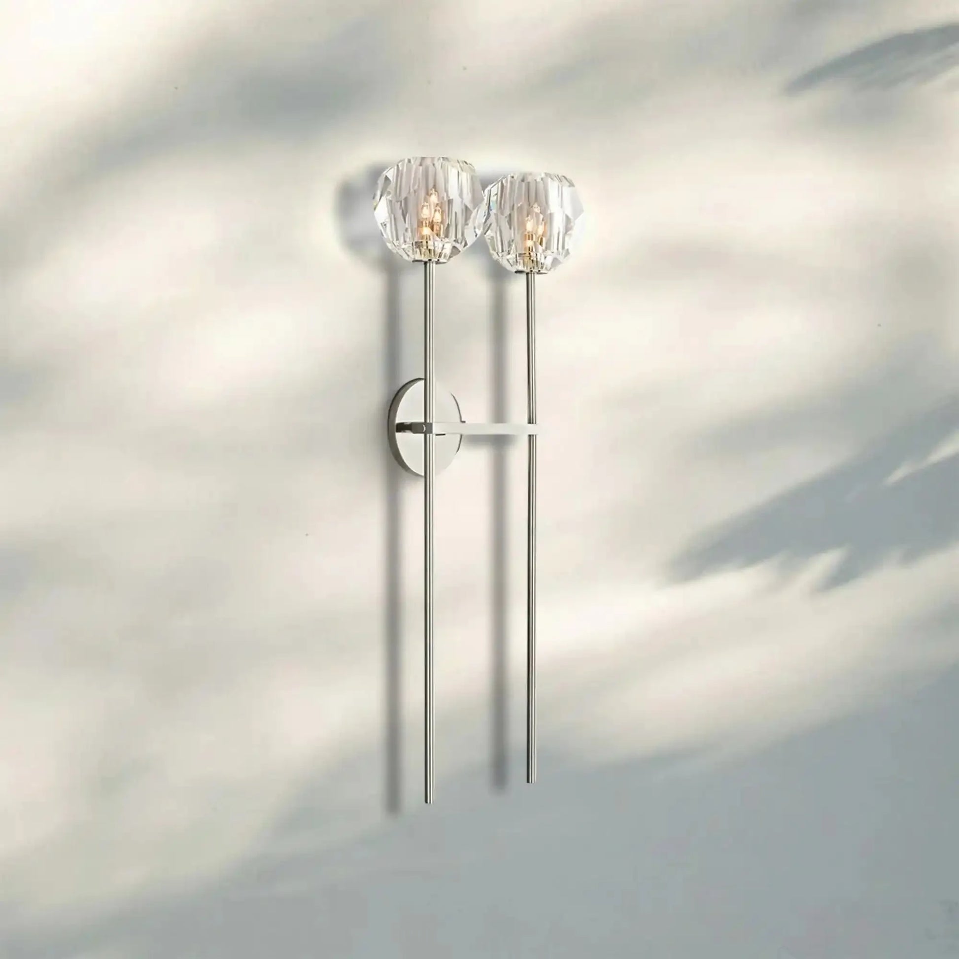 Bouble de Crystal Wall Sconce-Double Grand Wall Sconce-Polished Nickel-Clear-Blushlighting
