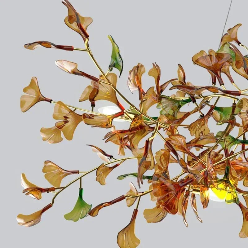 Calla Ginko Leaf Linear Chandelier - GreenL59.06" (150cm)Warm Light 2700KTrivellolab