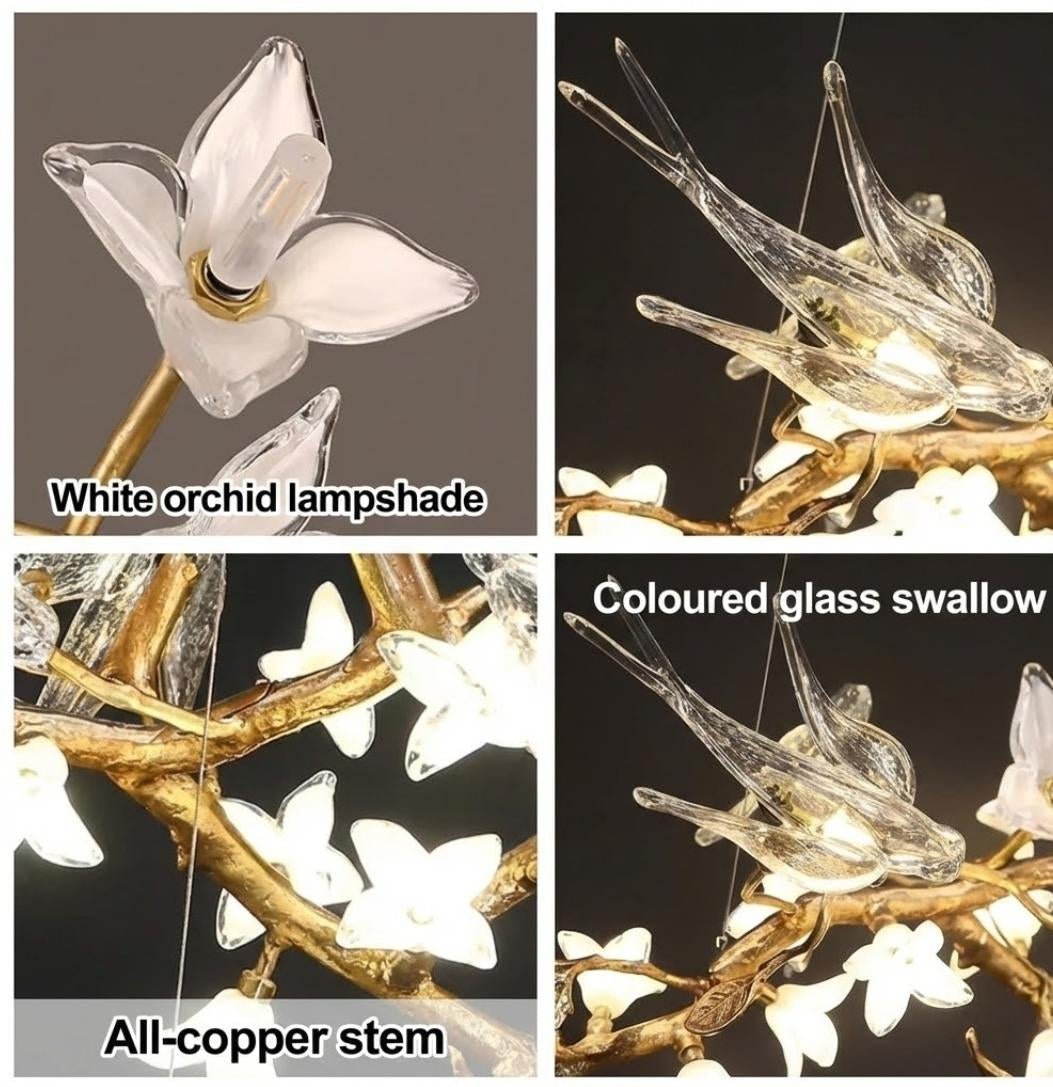 Calyx Bird Branch Chandelier for Dining Room - Copper49.2" (125cm)Warm White 3000KTrivellolab