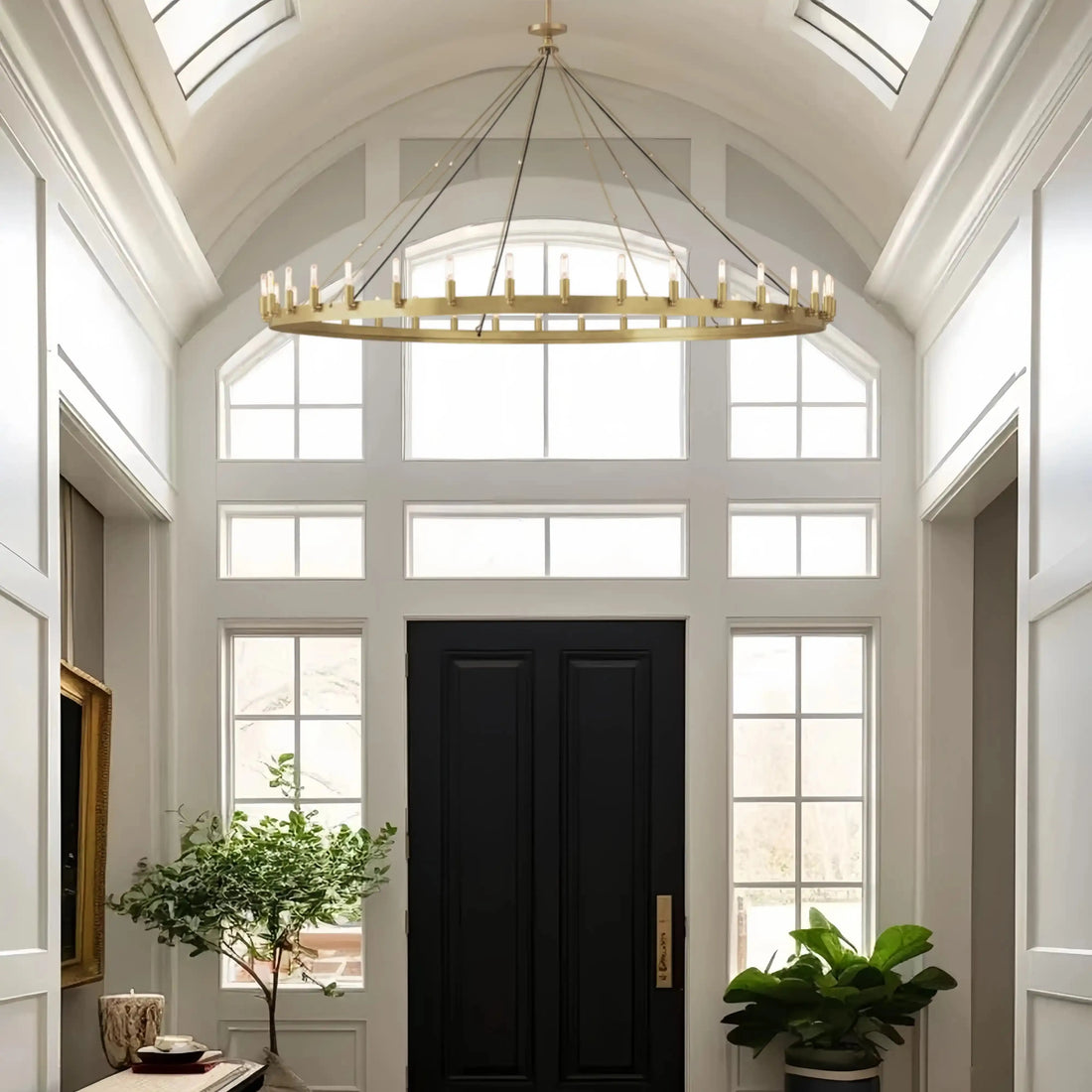 Camina Luxury Vintage Round Chandelier-Round 73'' 36-Light-Matte Black-Filament