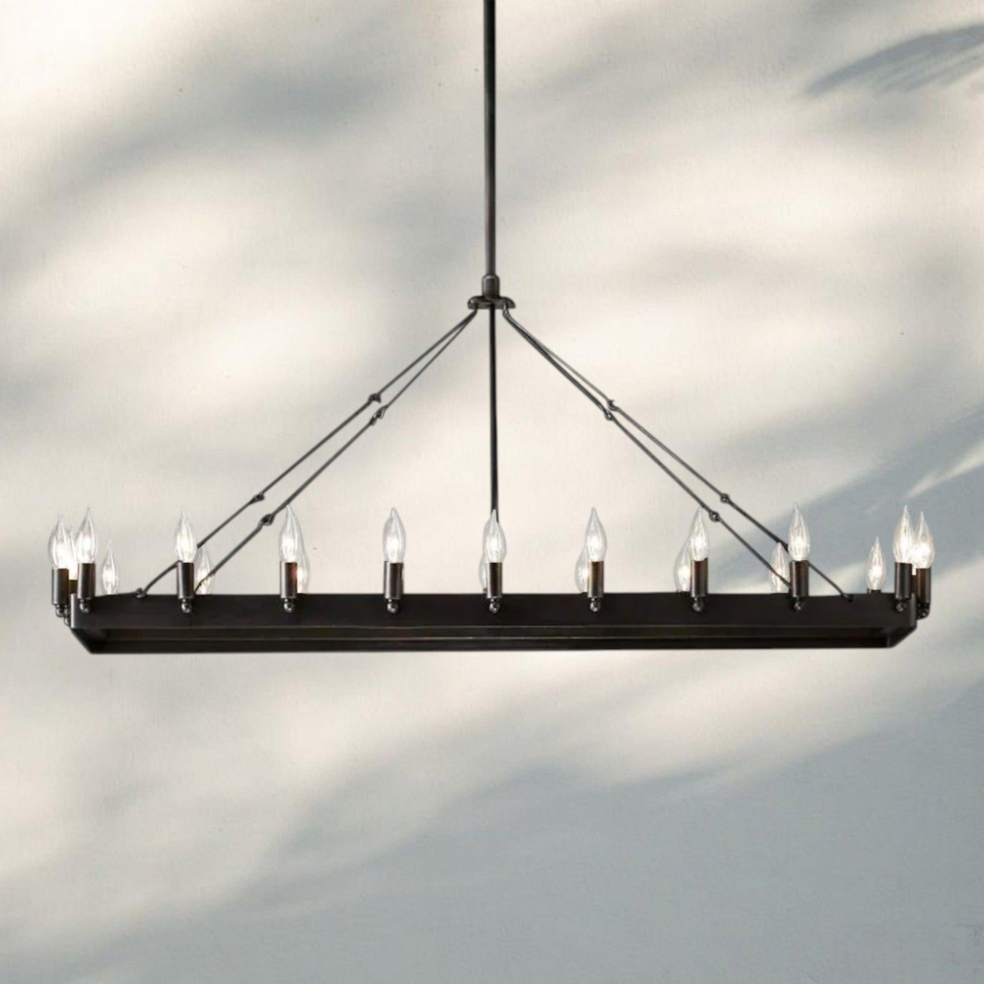 Camina Vintage Rectangle Chandelier 41’‘ 52’‘-41"W-Matte Black-Candelabra