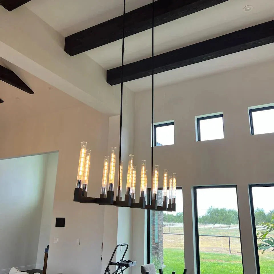 Cannel Candlestick Glass Linear Chandelier-Blushlighting