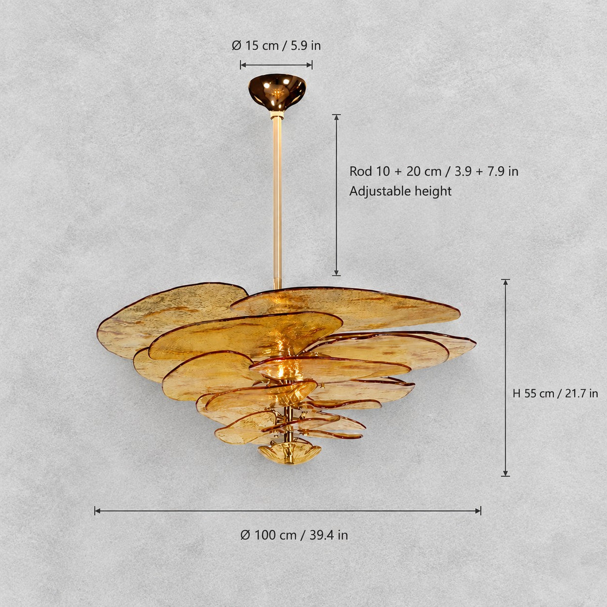 Petal Cascade Murano Style Glass Chandelier