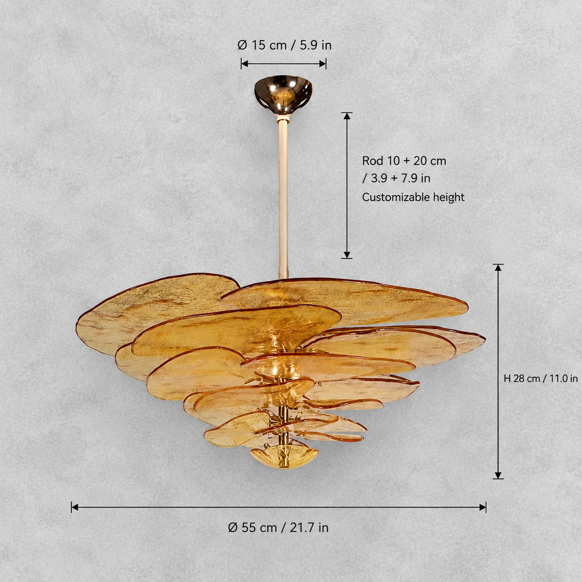 Petal Cascade Murano Style Glass Chandelier