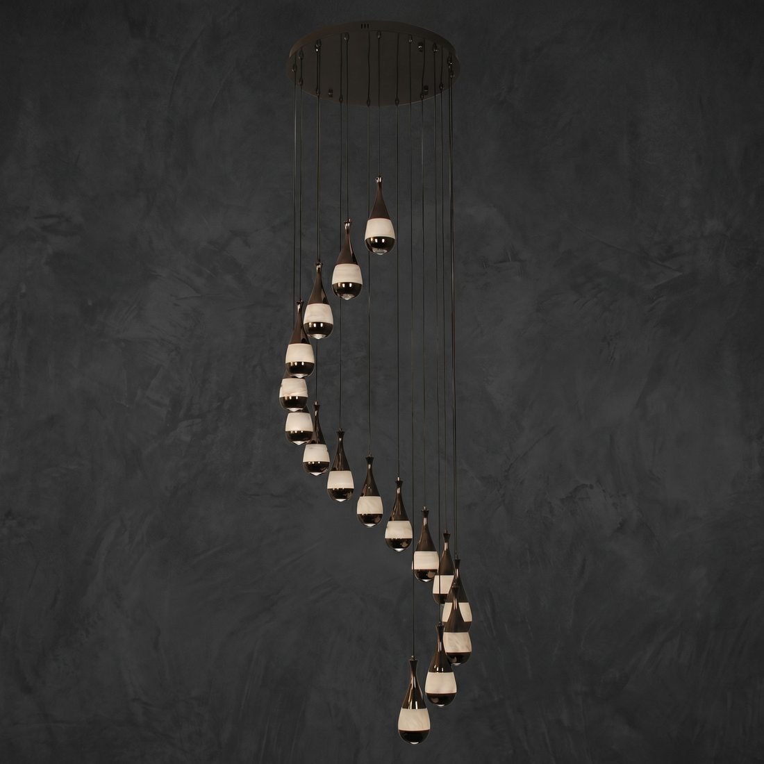 Alabaster Pendant Chandelier in black