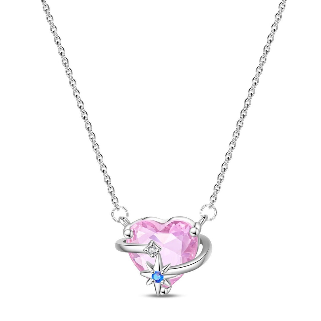 Trivellolab Celestial Orbit Pink Heart Necklace