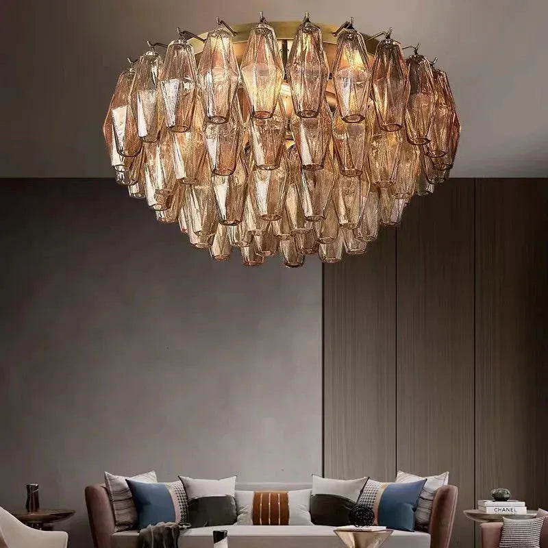 Chiare Glass Round Flush Mount 17" 24‘’-