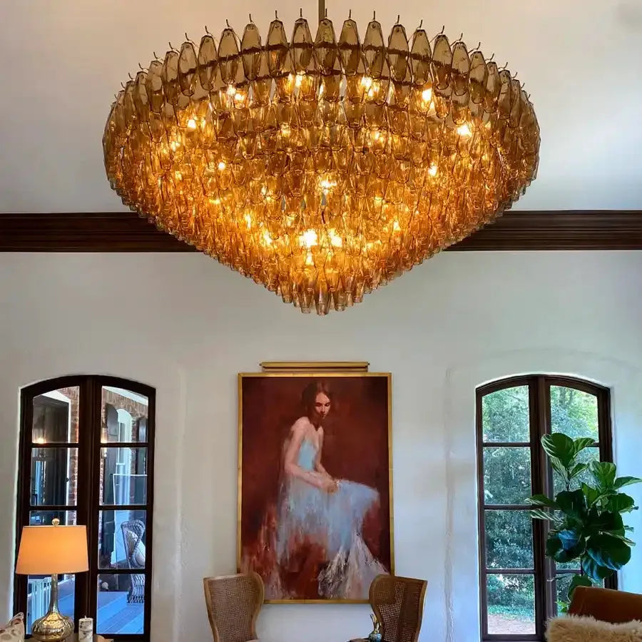 Chiare Glass Tiered Round Chandelier 37‘’ 47‘’ 62‘’-Blushlighting