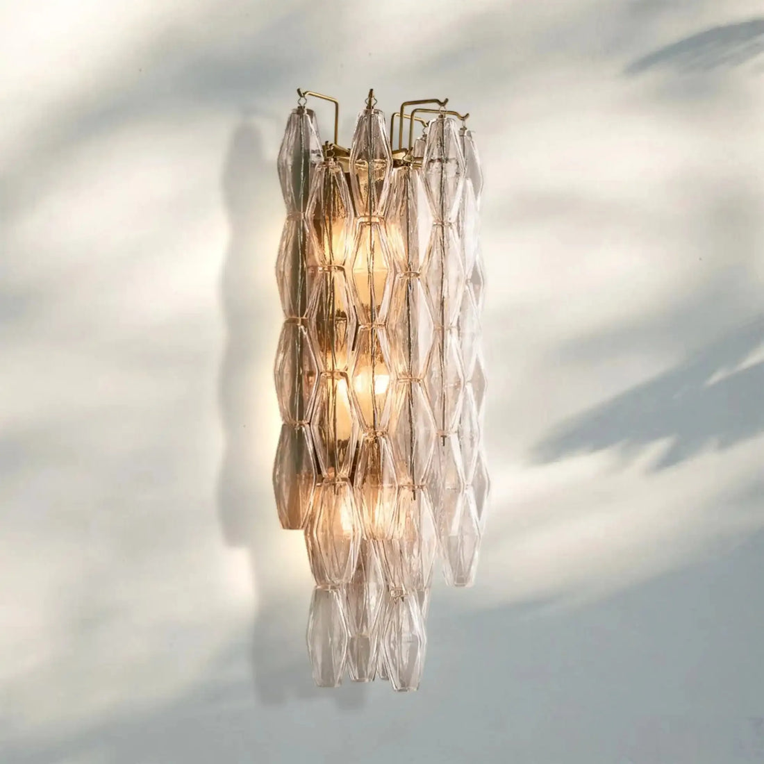Chiare Glass Wall Sconce 19'' 30''-31''-Brass-Clear