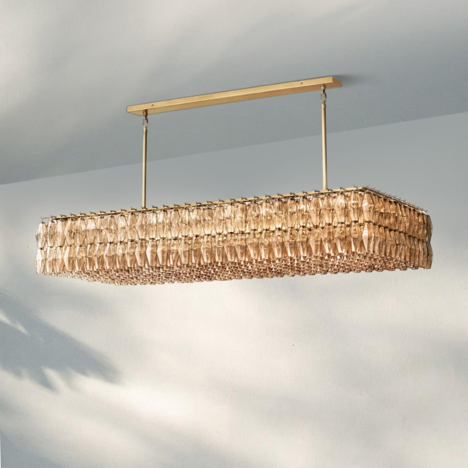 Chiare Modern Glass Rectangular Glass Chandelier 54" 74″-