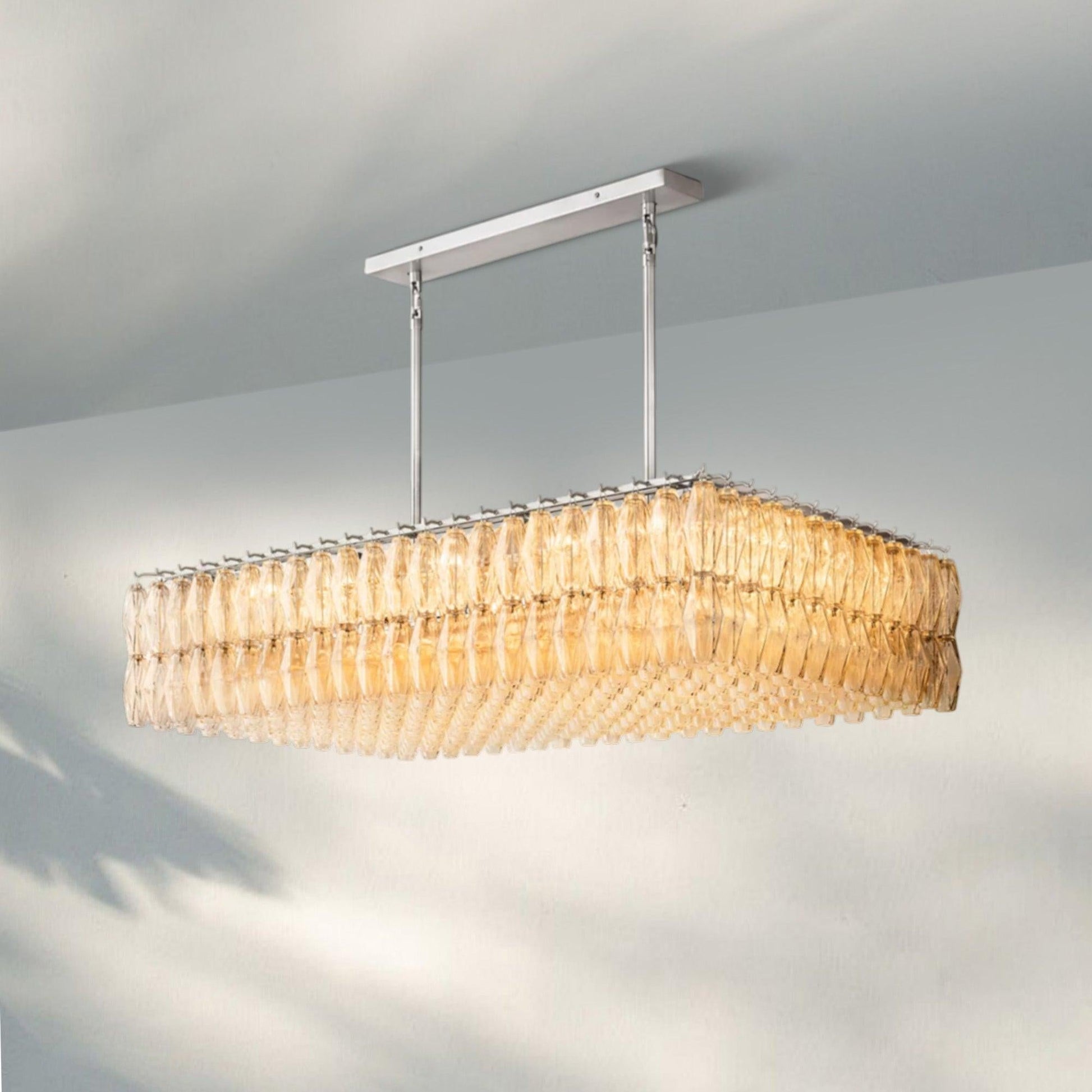 Chiare Modern Glass Rectangular Glass Chandelier 54" 74″-