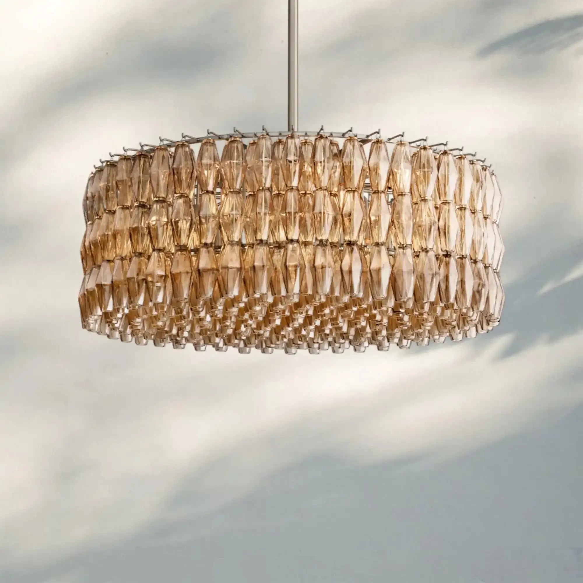 Chiare Modern Round Glass Chandelier 37'' 47'' 61''-37''-Stain Nickel-Smoke