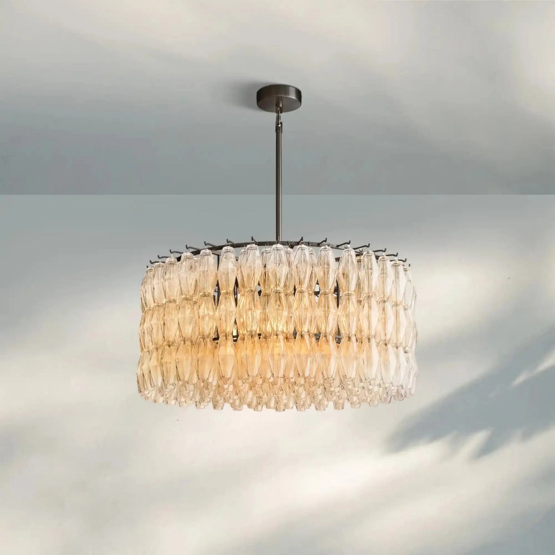 Chiare Modern Round Glass Chandelier 37'' 47'' 61''-37''-Brass-Clear