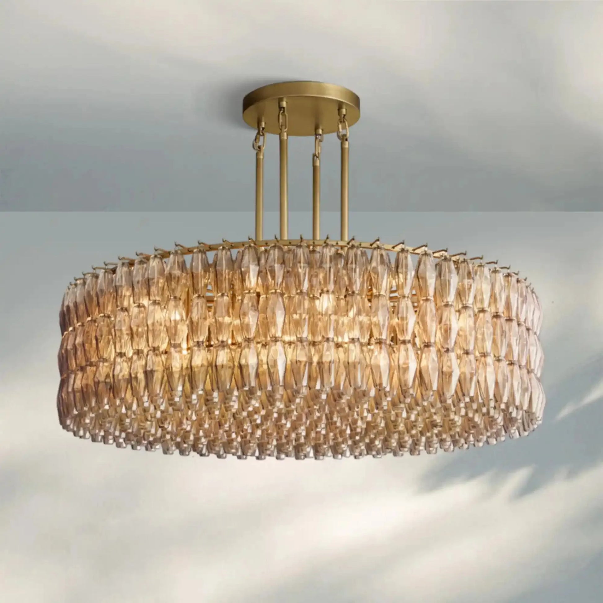 Chiare Modern Round Glass Chandelier 37'' 47'' 61''-61''-Brass-Smoke