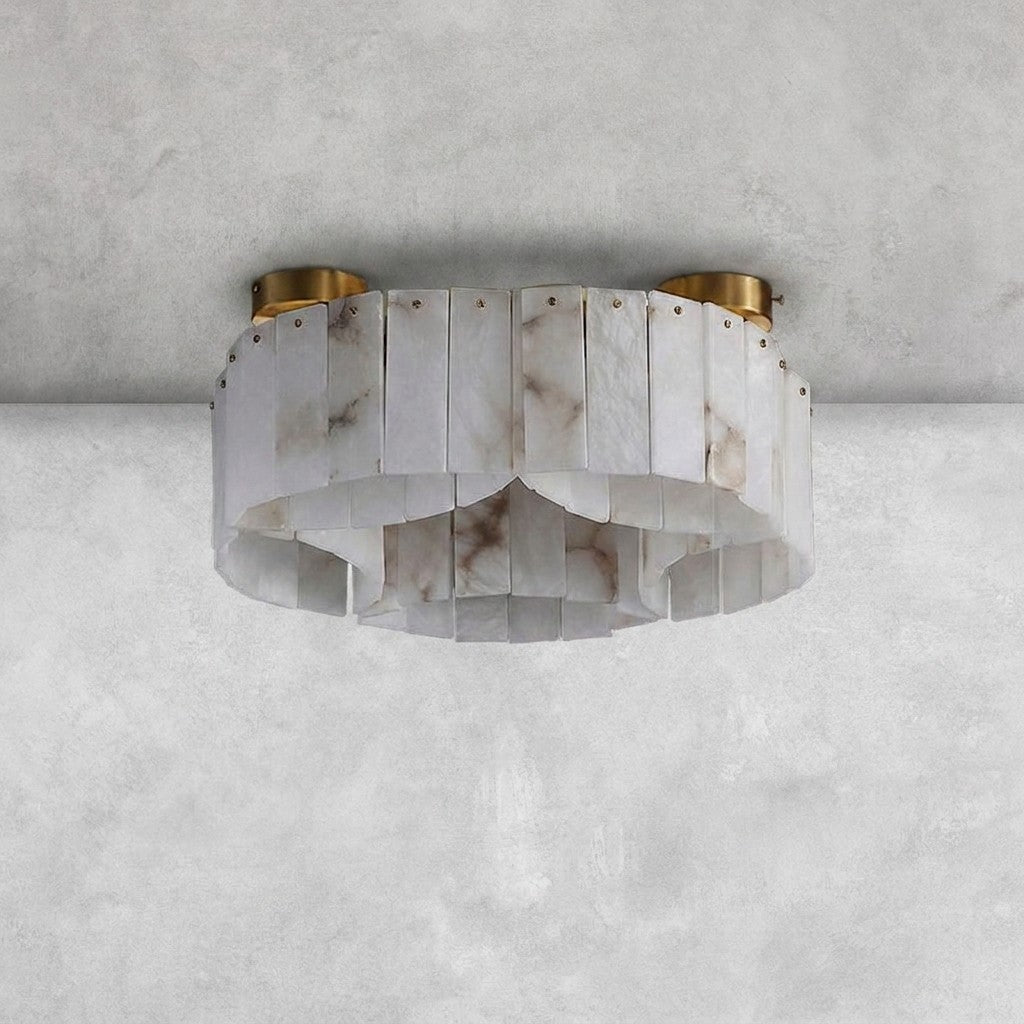 Contemporary Alabaster Flush Mount Ceiling Lamp